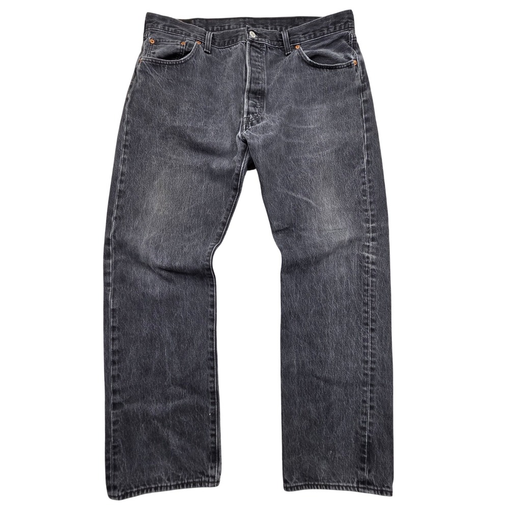 Levis 501 Original Straight Leg Jeans Mens 40x32 (39x31 Fit) Faded Black Denim